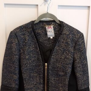 Yoana Baraschi Black Blazer with Modern Tweed Texture